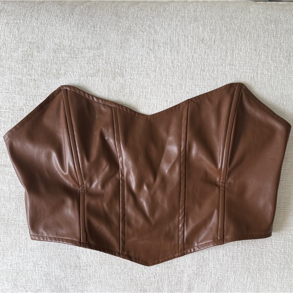 Princess Polly Chocolate Faux Leather Corset